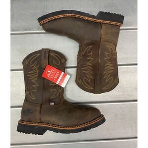 Thorogood Crazy Horse Wellington Boots Mens 10 Brown Leather Square Toe Western